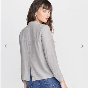 Marine layer Laura Popover shirt in Black/Cream Stripe - size medium